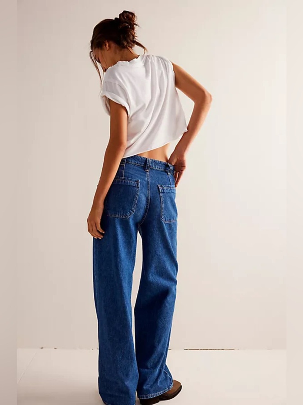 We The Free NEW Palmer Cuffed Jeans Mid-Rise Relaxed Wide Leg Denim Vintage Wash - Picture 2 of 8
